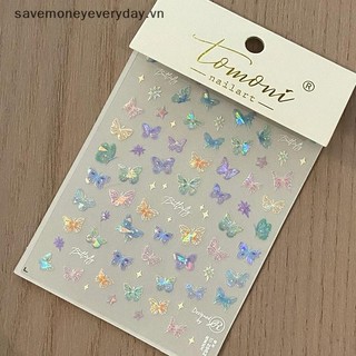 [savemoneyeveryday] Nhãn dán Laser Streamer Cánh tinh tế thời trang Nhãn dán nghệ thuật dập nổi nâng cao Nhãn dán cổ tích đầy màu sắc [vn]