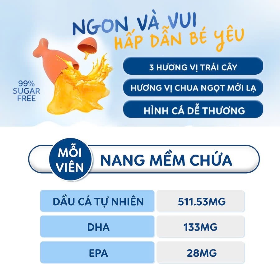 DHA Dầu Cá Ba Màu Nature's Way Omega-3 Fish Oil Trio Hỗ Trợ Tốt Cho Não Bộ Và Mắt Cho Bé 60 Viên