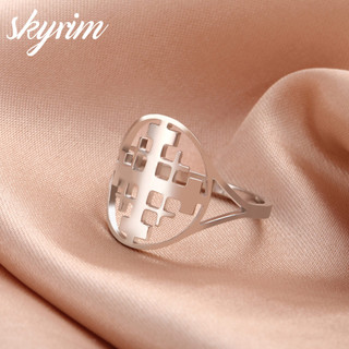 Skyrim Nhẫn Nữ Chữ Thập Thiết Kế Biểu Tượng Trang Sức Thép Không Gỉ Titan