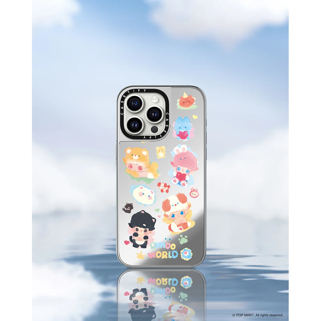 CASETiFY X POP MART - Ốp điện thoại DIMOO WORLD hút từ tính Vỏ IPhone gương đen & bạc IPhone 16 15 14 13 12 Pro Max Plus Ốp điện thoại cứng có hộp khắc logo