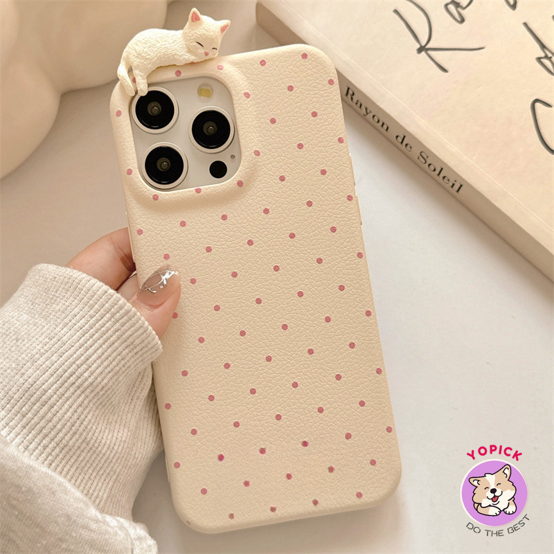 Cho iPhone 16 16 16Pro 16Plus 16Pro Max 11 12 13 14Plus 15Pro XR XS Max 7 8Plus Vỏ Điện Thoại Da Người Yêu Dễ Thương Điểm Sóng 3D Mèo Coulpe Phim Hoạt Hình Vỏ Điện Thoại Nóng Chất Lượng Cao LZW