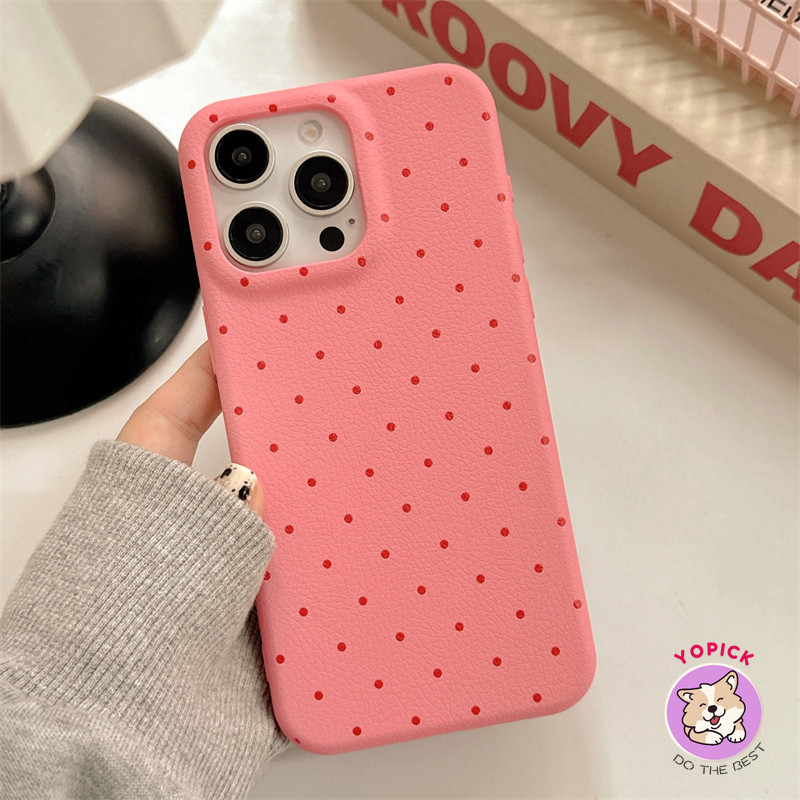 Ốp điện thoại chấm bi màu trơn cho IPhone 16 16Pro 16Plus 11 12mini 13Pro Max 14Plus 15Pro XR XS Max 7 8 Plus SE2020 Vỏ điện thoại hoạt hình cho IPhone 16Pro Max Girl LZW