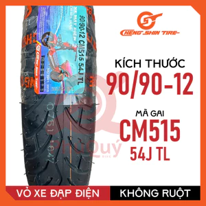 VỎ XE ĐIỆN CHENG SHIN 90/90-12 CM515 KHÔNG DÙNG RUỘT (Dùng Cho Xe Vinfat Xanh)