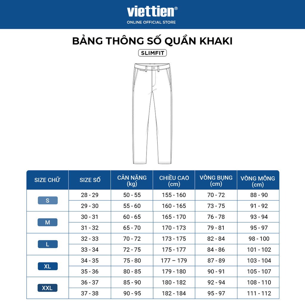 Quần khaki 1ly VIETTIEN SMART CASUAL vải 100%Cotton phom regular VT00000144