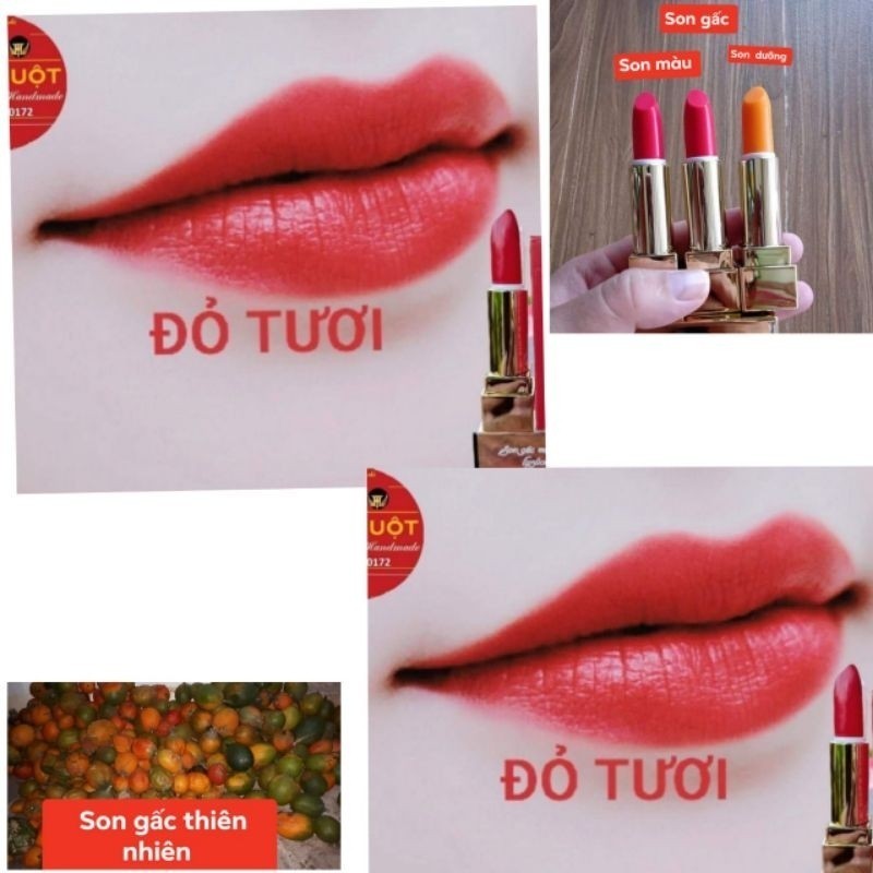 son gấc thiên nhiên.và son kem nhung lì mua 2 cây tặng 1 dưỡng kem   có màu nhẹ.......mua 2 nhận 3
