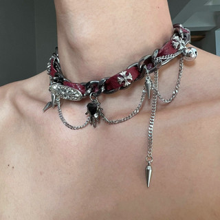 Vòng cổ bằng da kim Loại vòng cổ vòng cổ trái tim tình yêu thích hợp văn hóa phụ nữ ropunk nữ y2k Vòng cổ xương đòn
