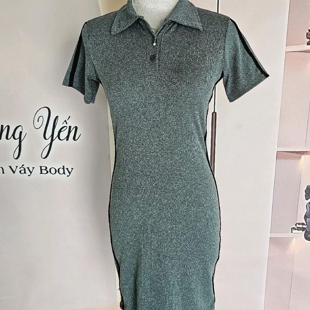 Đầm body thể thao ôm dáng, viền sọc tạo điểm nhấn trẻ trung váy mặc Nữ Women Dress
