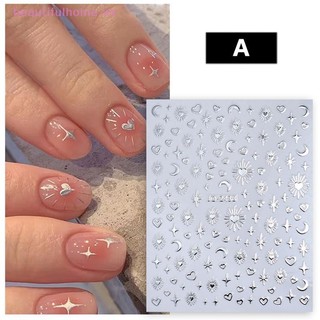 [Beautifulhome] 3D Sun / Moon / Star Hot Stamping Nail Art Sticker Decal Móng tay Vàng Bạc Thanh trượt tự dính [làm đẹp]