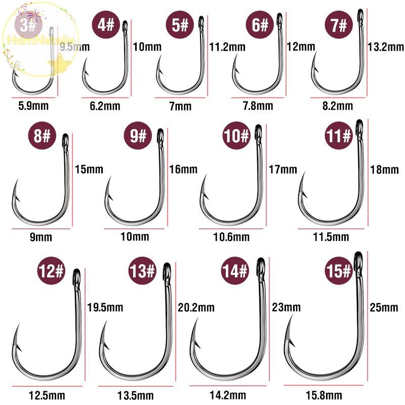 Hdmnatalie 1 Hộp Thép Carbon Cao Vòng Tròn Móc Câu Cá Nước Ngọt Fishhook Lỗ Cá Chép Mạnh Mẽ Giải Quyết Cá Chất Lượng Cao VN
