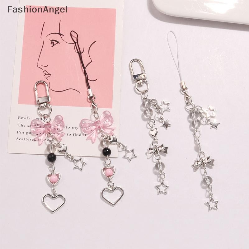 FashionAngel Goth Điện Thoại Quyến Rũ Nơ Trái Tim Ngôi Sao Móc Khóa Mặt Dây Chuyền Túi Dây Xích Điện Thoại Phụ Kiện Dễ Thương Cho Bé Gái Nữ Trang Sức VN