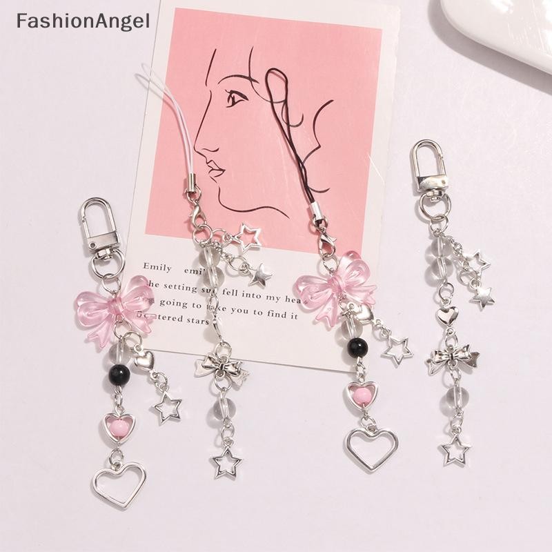 FashionAngel Goth Điện Thoại Quyến Rũ Nơ Trái Tim Ngôi Sao Móc Khóa Mặt Dây Chuyền Túi Dây Xích Điện Thoại Phụ Kiện Dễ Thương Cho Bé Gái Nữ Trang Sức VN