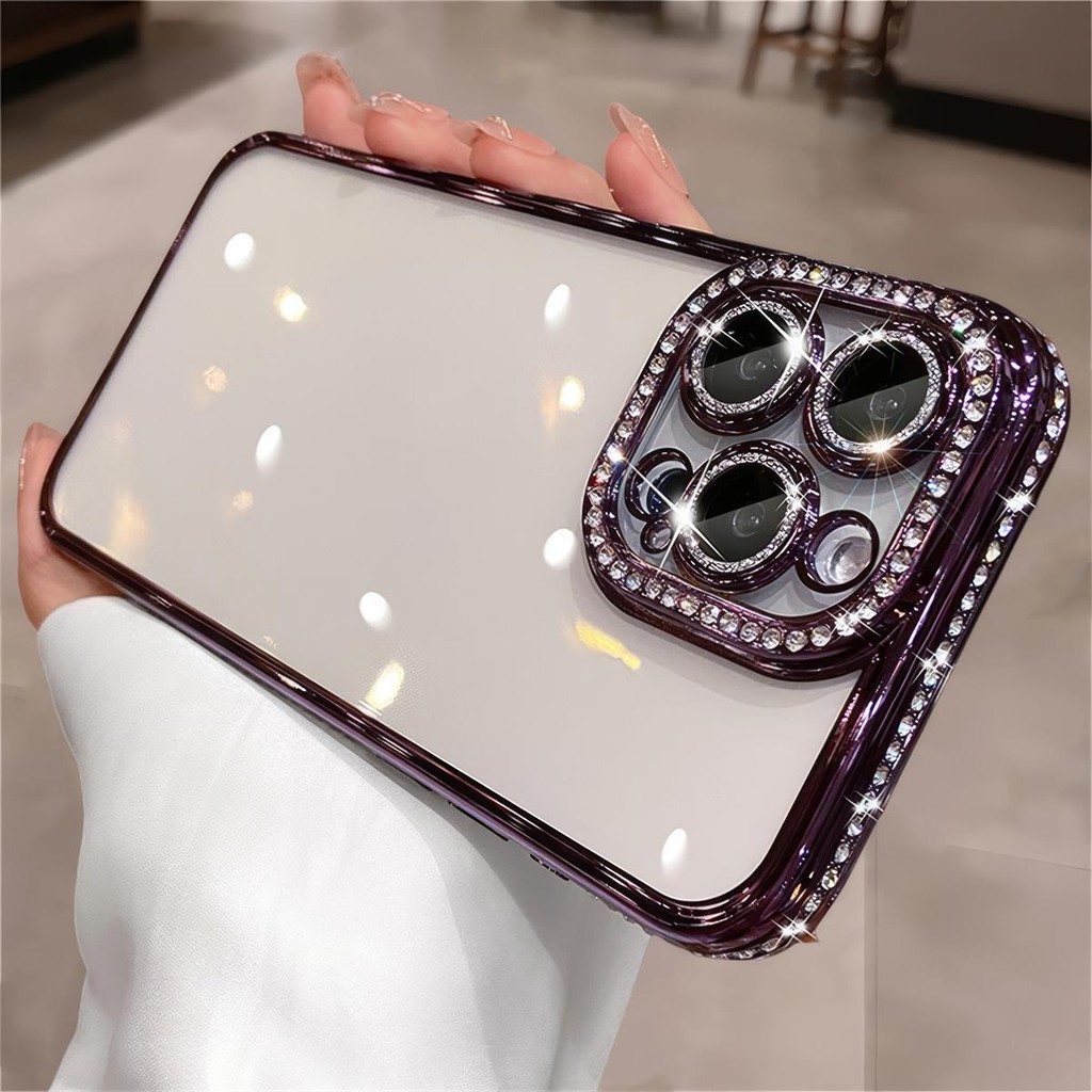 【 Ốp lưng iphone16 】 Vỏ điện thoại mạ chống rơi kim cương iphone16 Pro MAX 15 14 13 12 11 XR XS MAX cho vỏ iPhone Vỏ mềm silicon TPU chống sốc