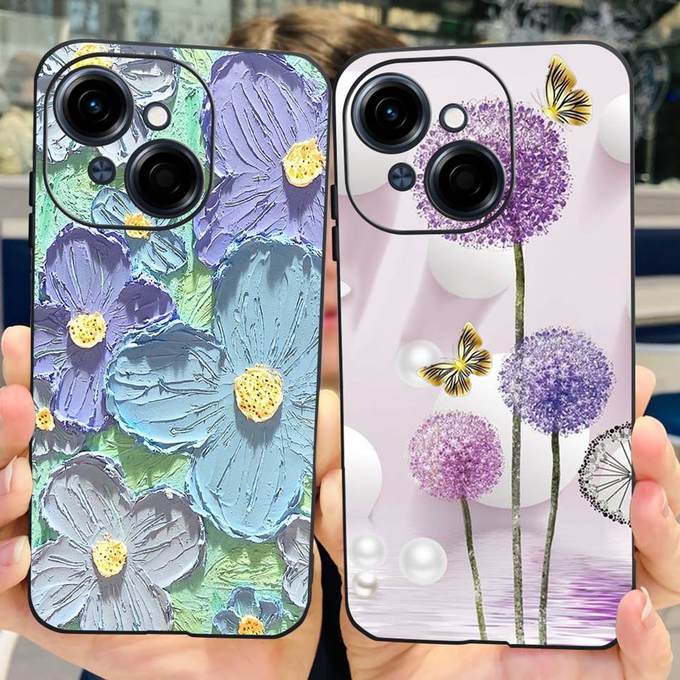 Hoa Bướm Nữ Thời Trang Ốp Lưng Tecno Spark GO 1 Spark GO 2025 Vỏ Điện Thoại Mờ Mềm TPU Silicone GO1 GO2025