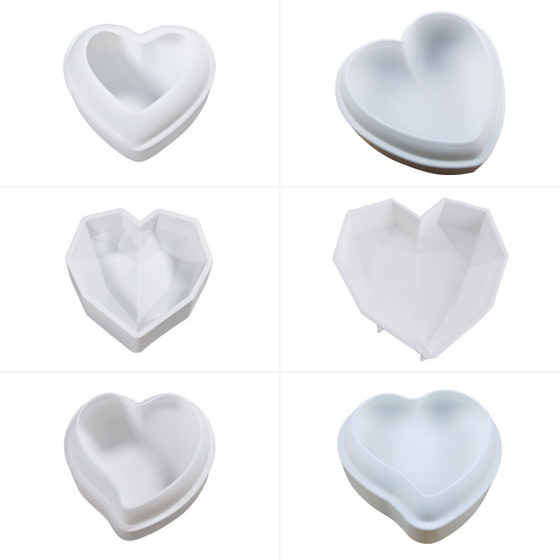 Diy Hình Trái Tim Pháp Bánh Mousse Khuôn Silicon 4 Inch 6 Inch 8 Inch Kim Cương Hình Trái Tim Giọt Nước Hình Trái Tim Chocolate Jelly Dụng Cụ Nướng Bánh