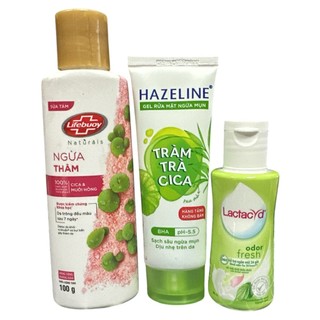 Combo 3 món du lịch gồm: 1 Sữa tắm 100g (Hàng khuyến mãi) + 1 Rửa mặt 40g (Hàng khuyến mãi) + 1 dung dịch vệ sinh 60ml