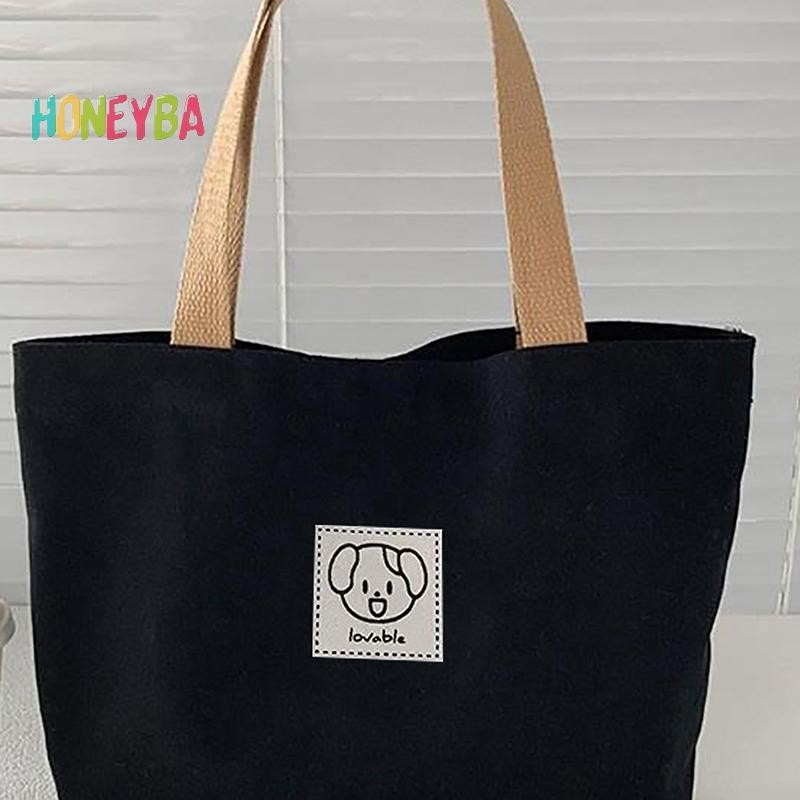 < Honeyba > Túi xách nữ vải Canvas thời trang mới Túi đựng thức ăn dã ngoại du lịch dễ thương Túi đựng đồ ăn trưa