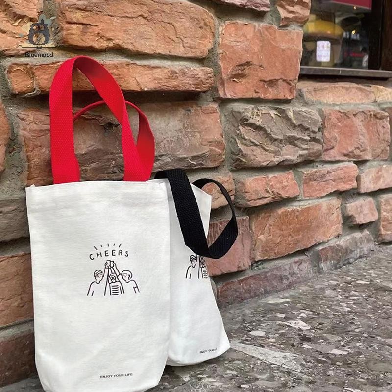 [Sajenh] Túi Tote Di Động Cốc Nước Chai Cà Phê Trà Sữa Túi Vải Bảo Quản Ô Nhỏ Túi Đựng Rượu Vang Đỏ Mới