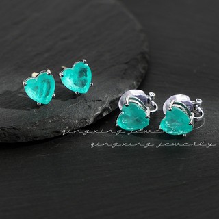 Châu Âu Mỹ ins Phong Cách Mới Tình Yêu Ngọc Lục Bảo Zircon Bông Tai Nữ