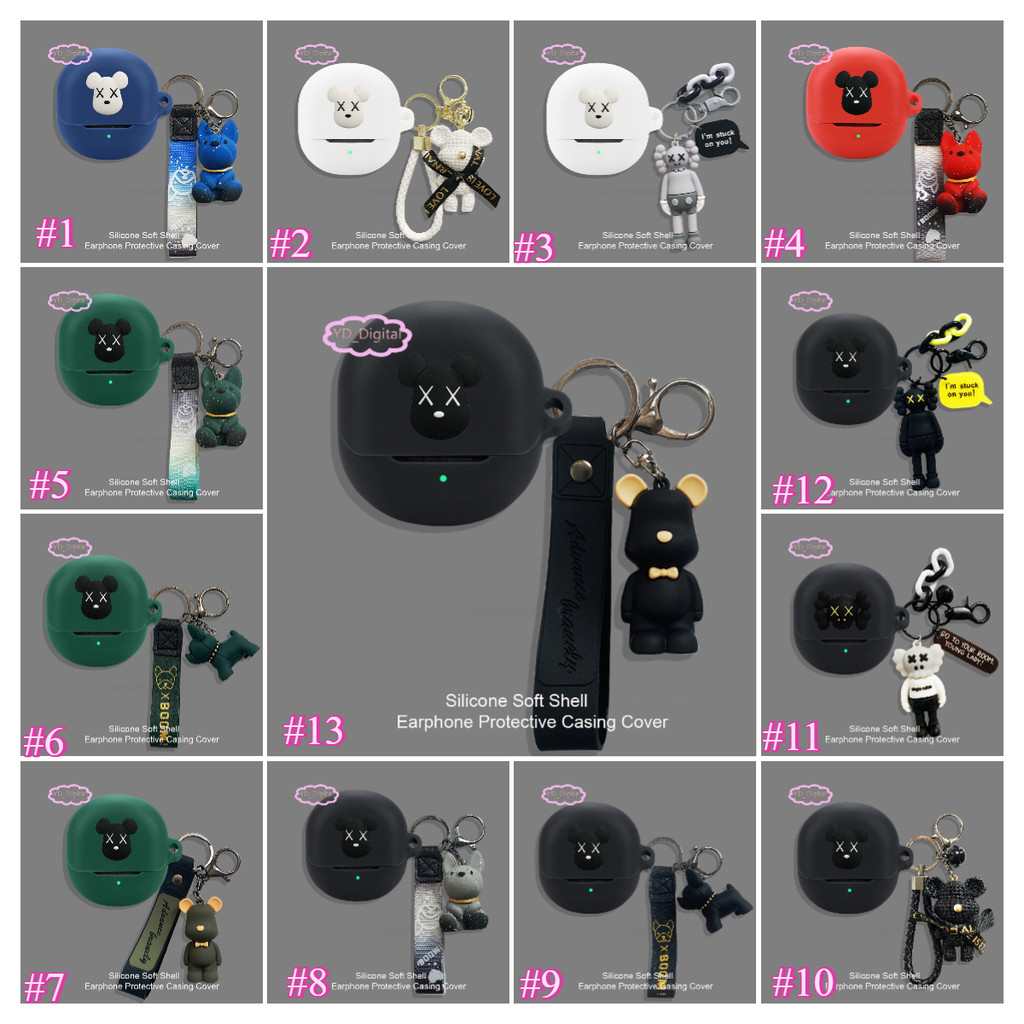 Cho SoundPEATS Air 5 / Air 5 Lite Vỏ Tai Nghe Silicon Vỏ Mềm Chống Sốc Tai Nghe Tay Tai Nghe Da Gấu Mặt Dây Chuyền
