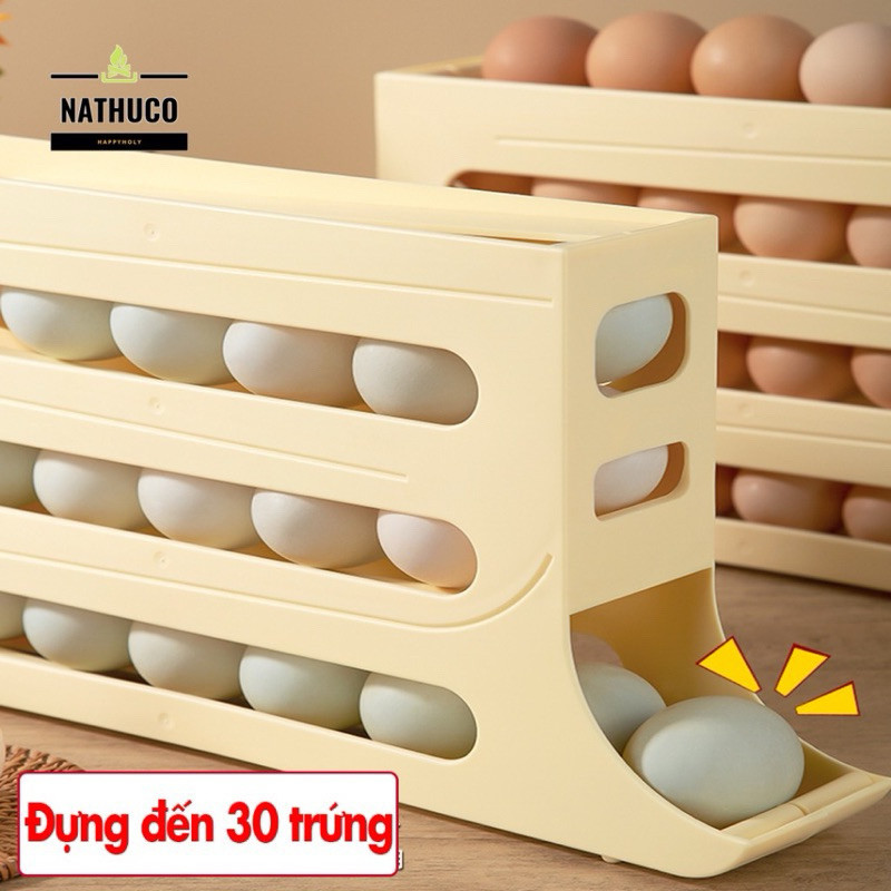Khay Trứng 4 Tầng Lăn Tự Động - Khay Đựng Trứng Tủ Lạnh Tự Lăn Thông Minh