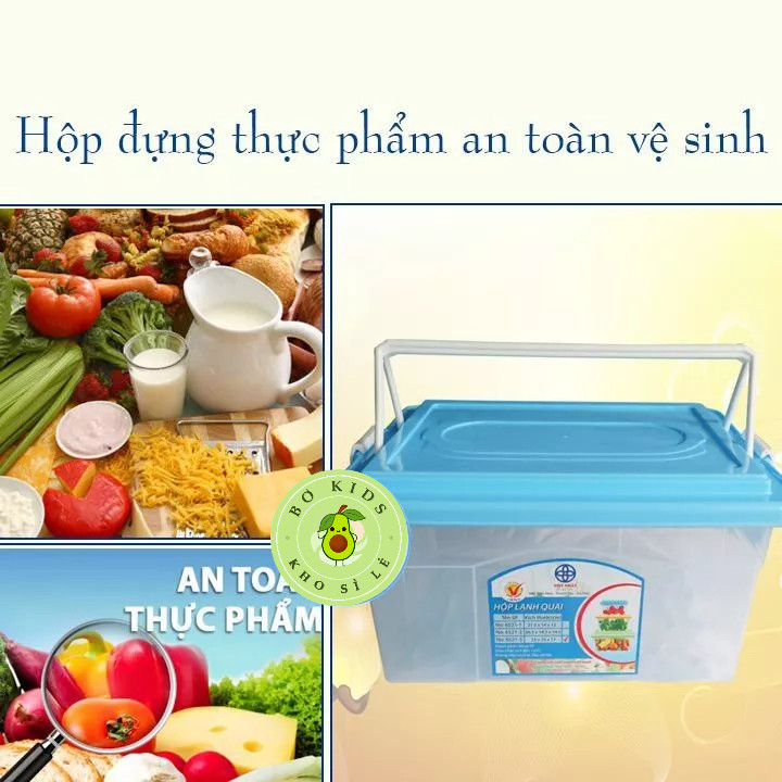 Hộp lạnh 2 quai Việt Nhật 3 size (6521), Hộp đựng thực phẩm, bảo quản thức ăn có quai xách tiện lợi