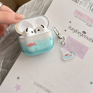Nhuộm Cá Vàng Koi Xanh Cho AirPods 1 / 2 3 Pro Pro Pro2 pro3 Airpod4 Bộ Tai Nghe Không Dây Bluetooth Bảo Vệ AirPods Pro i3 i4 pro3 Vỏ Bảo Vệ Tai Nghe