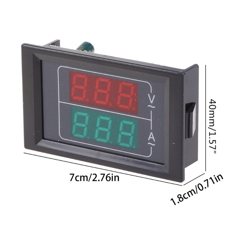 Inste Digital LED Vôn kế Ampe kế Hiển thị vạn năng kỹ thuật số màu đỏ và xanh lá cây