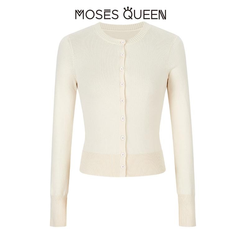 MOSESQUEEN Dệt Kim Cardigan Nữ  Mới Mỏng Và Skinny Pháp Đa Năng Nút Áo Khoác Top #59260 | BigBuy360 - bigbuy360.vn