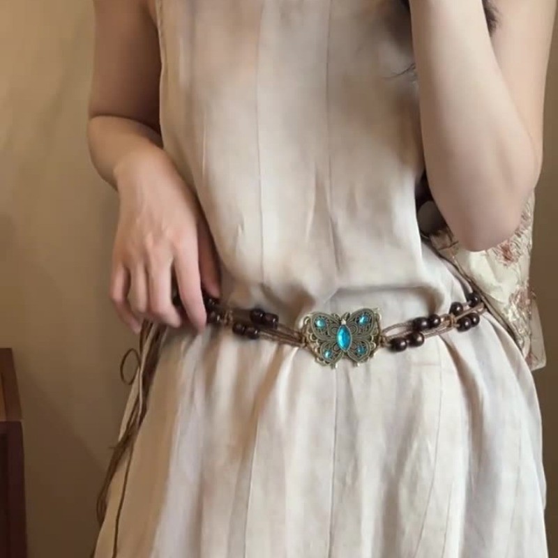 Dây đeo thắt lưng bohemian màu cà phê cổ điển dành cho phụ nữ