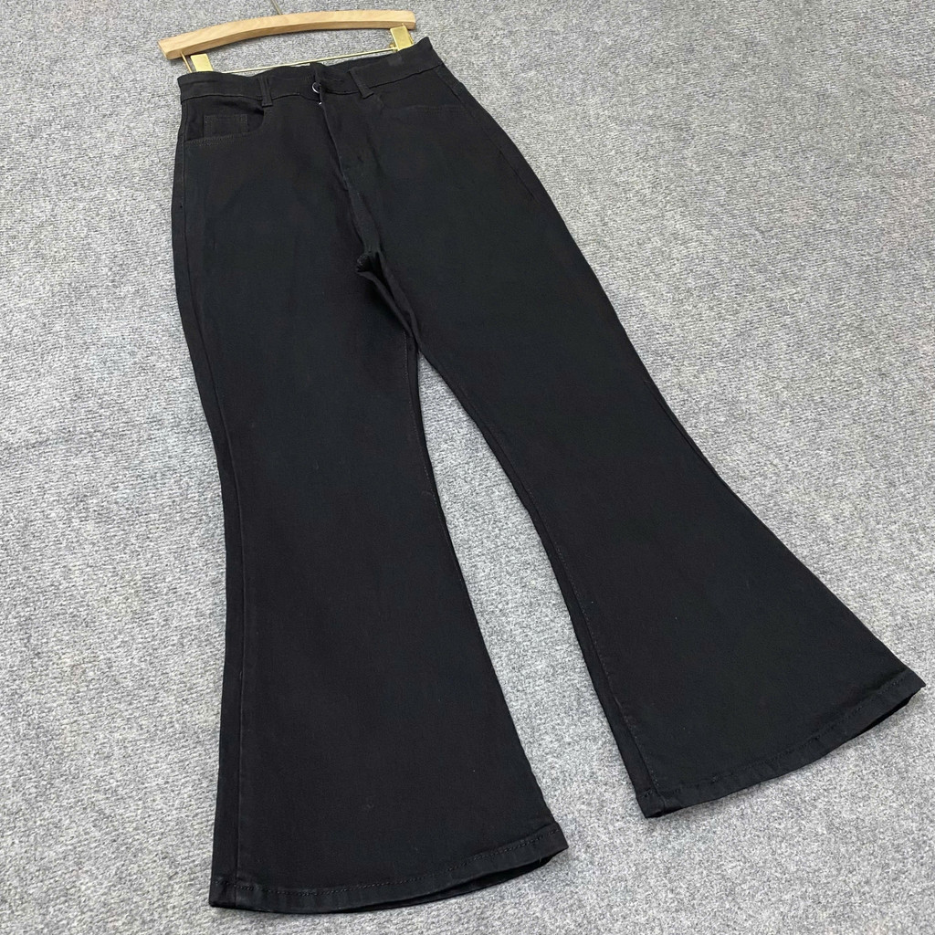 Quần Jean Bigsize Nữ Ống Loe Dài Lưng Cao Tôn Dáng  Đứng Form Cá Tính Cho Các Nàng Chubby Q545