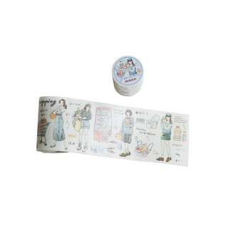 Enwei 70mm * 2m 1 Cuộn [Đi bộ trong dòng ánh sáng mặt trời] Nhân vật minh họa vẽ tay cổ điển nhẹ Băng che mặt Băng Washi Băng lưu niệm Chất liệu sổ lưu niệm