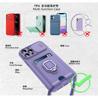 Dành Cho iphone 13 Pro Max / 12 Pro Max / 11 Pro Max Ốp Lưng 4 Trong 1 Trượt Camera Bao Đựng Thẻ Đứng Vuông Freebie Dây Chống Sốc Chống Rơi Mỏng Mềm TPU Cover