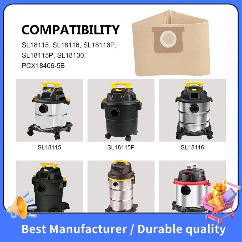 Túi Vac 19-3100 Tương thích với máy hút bụi khô ướt 5 đến 6 Gallon, máy hút bụi khô Phụ kiện dùng một lần và tái sử dụng