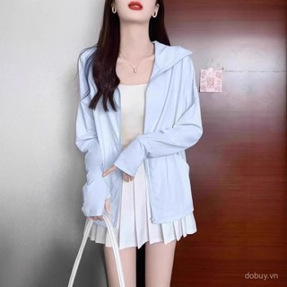 2025 Áo khoác ngoài nữ mùa hè bằng lụa lạnh, bảo vệ UV, nhẹ, thoáng khí, vừa vặn, màu sắc đồng nhất