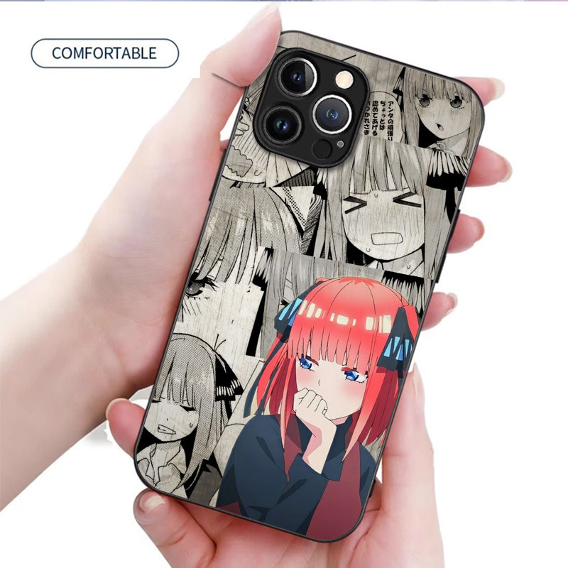 Ốp điện thoại kính Gotoubun No Hanayome Nino Nakano cho IPhone 16 15 14 13 12 11 Pro XR XS Max Plus Mini X XR 8 7 6s SE2 / 3