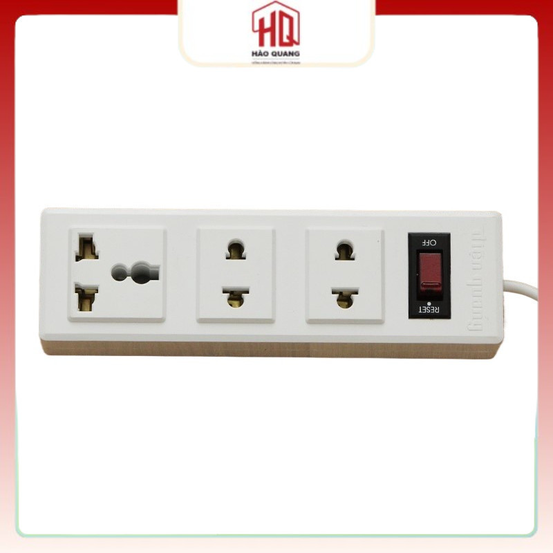 Ổ Cắm Điện Quang ĐQ 002A-02 – 3 Lỗ 2 Chấu – Dây 2m – Chính Hãng – An Toàn, Bền Bỉ
