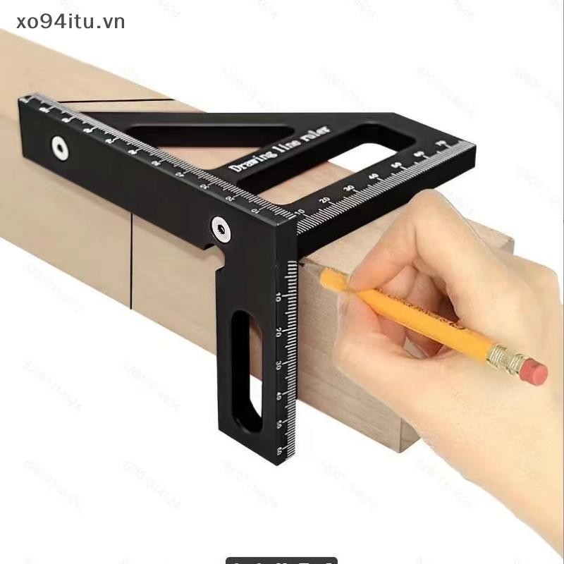 XOITU 3D Đa Góc Nhôm Đỏ Thước Đo 45 / 90 Độ Chế Biến Gỗ Vuông Thước Đo Đường Vẽ Miter Tam Giác Bố Trí Dụng Cụ VN