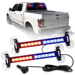 2 trong 1 Lưới tản nhiệt ô tô màu xanh đỏ Đèn nhấp nháy khẩn cấp Đèn cảnh sát LED Cảnh báo nguy hiểm Nhấp nháy An toàn Đèn chắn gió phía trước / phía sau