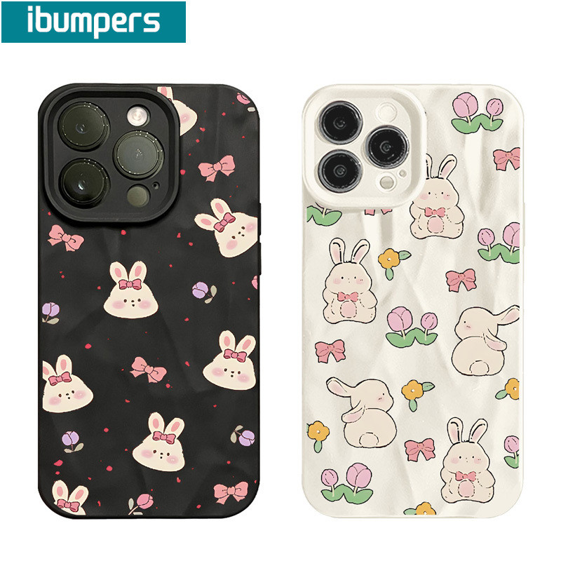 ibumpers Ốp Lưng IPhone Dễ Thương Thanh Lịch Hoạt Hình Họa Tiết Thỏ Cho IPhone 16 15 14 12 13 11 Pro Max IP 7 8 Plus X XS XR Ốp Điện Thoại Silicon Mềm Chống Sốc Mỏng
