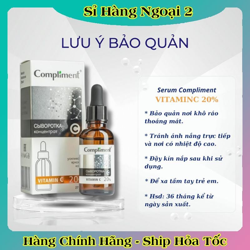 Serum Compliment 20% Vitamin C dưỡng trắng, mờ thâm, căng bóng da 27ml của Nga