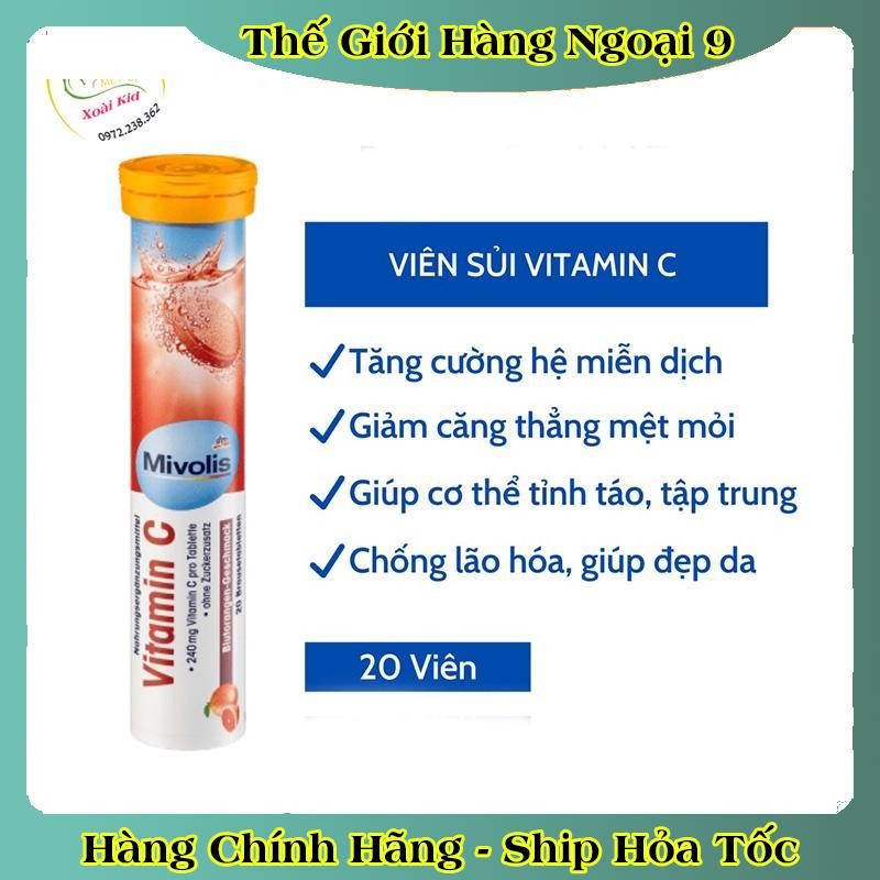 [auth] Viên Sủi Mivolis Vitamin C và các vị khác Hỗ trợ tăng cường hệ miễn dịch 20 Viên của Đức [Đủ Bill] [Hot]