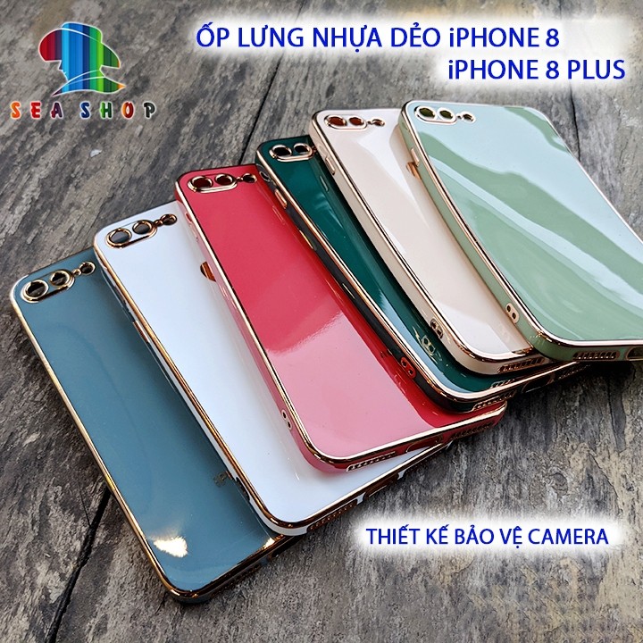 Ốp lưng Viền vuông iPhone 8 Plus, iP8 - Nhựa dẻo -- VIỀN BÓNG - khoét ...