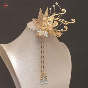 Kẹp tóc bên Hanfu của phụ nữ có kẹp tóc cổ điển giữ màu tua rua