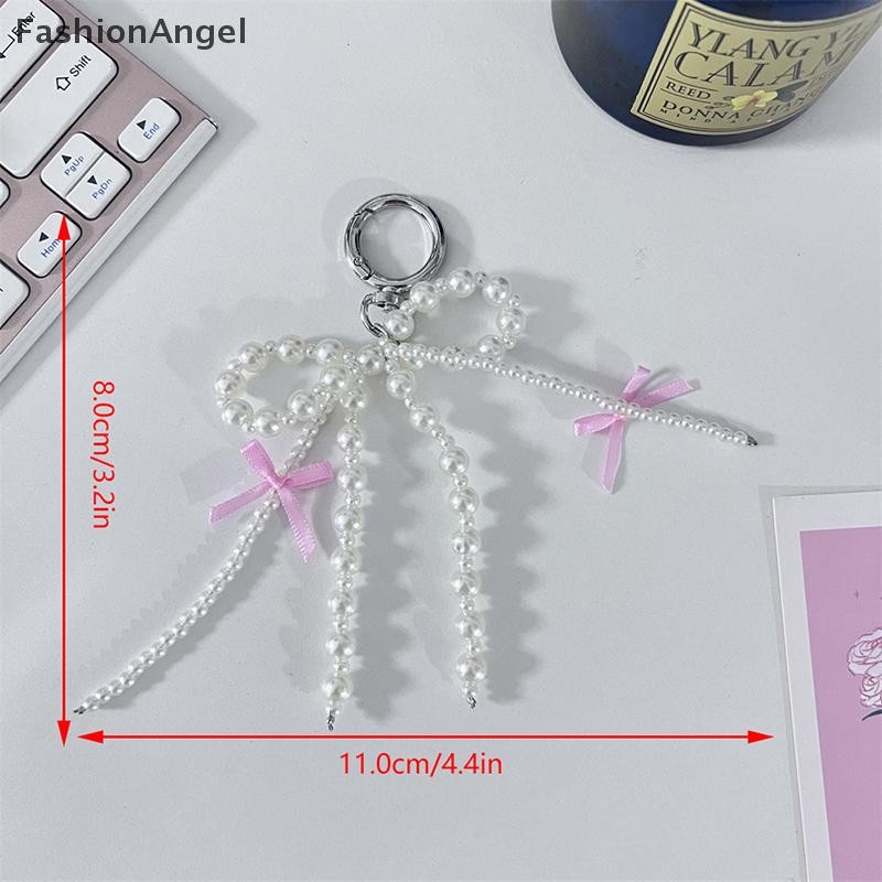 Fashionangel Ngọt Ngào Ngọc Trai Nơ Móc Khóa Trái Tim Mặt Dây Chuyền Móc Khóa Thẩm Mỹ Chìa Khóa Cho Bé Gái Túi Mặt Dây Chuyền Phụ Kiện VN