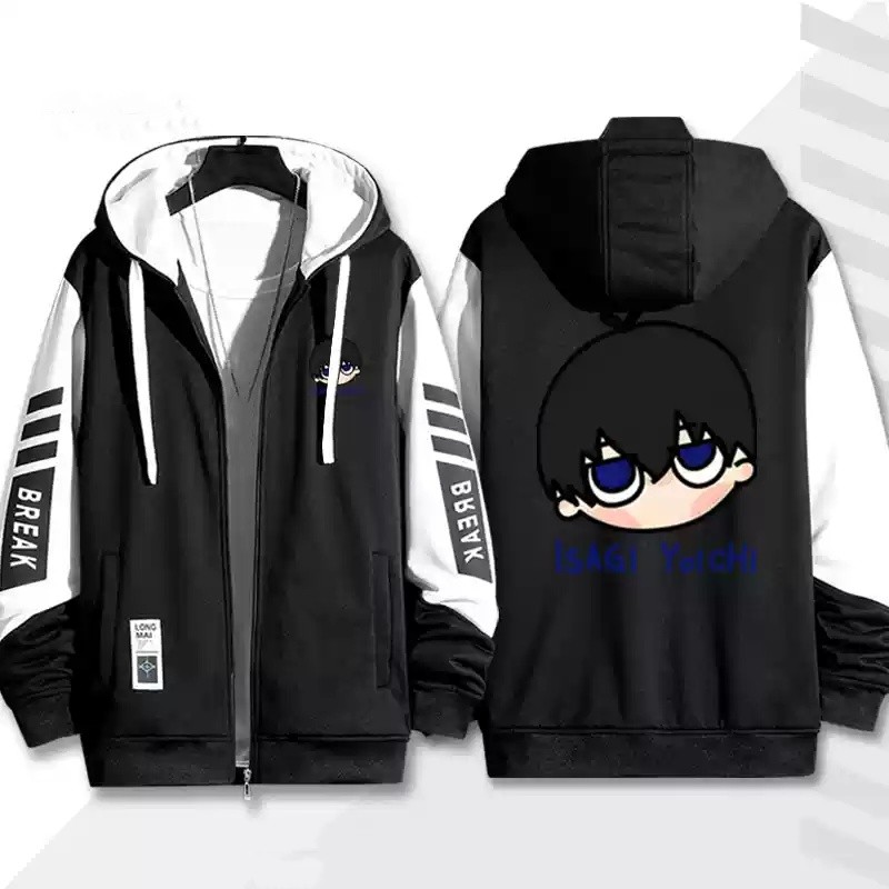 Squ3 KHÓA XANH Isagi Yoichi Chigiri Hyoma Nagi Seishiro áo khoác dây kéo Áo khoác Hoodie