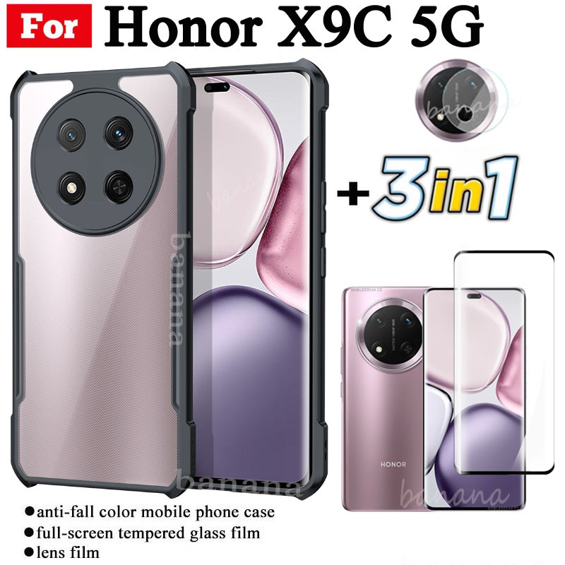 Ốp điện thoại di động chống rơi 3in1 Honor X9C cho Honor X9A X9B Phim kính cường lực + Phim ống kính