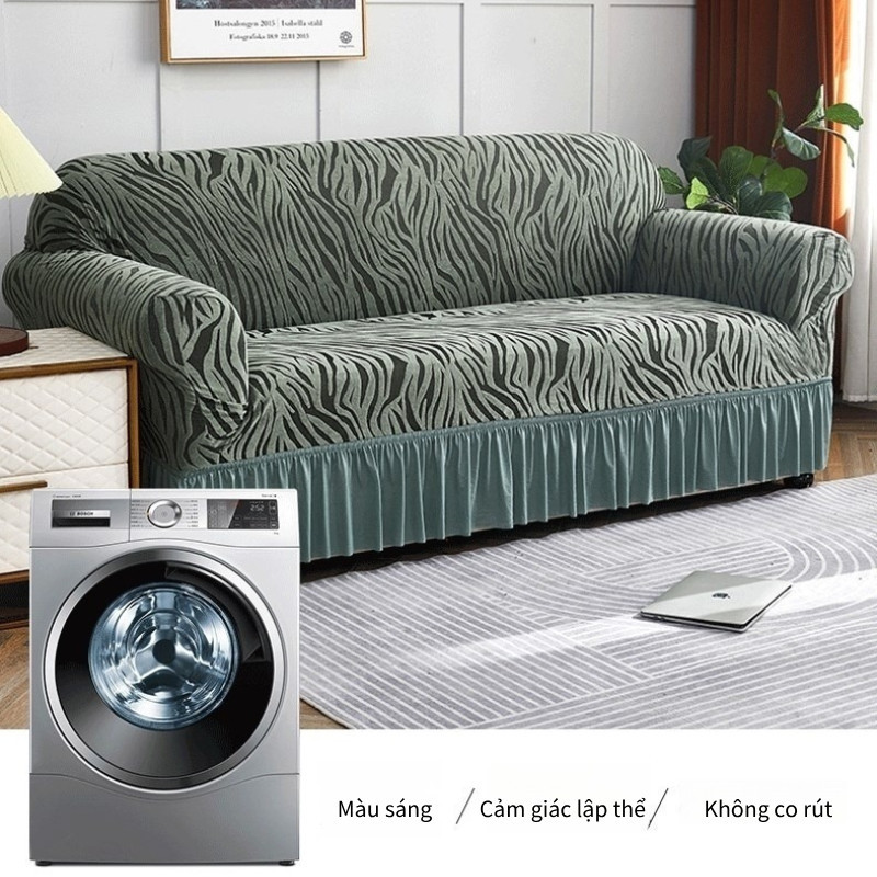 Vỏ ghế sofa 1/2/3/4 Chỗ Ngồi,Vỏ ghế sofa phòng khách chống trượt với váy ren hình chữ L,Vỏ bọc ghế sofa chạm khắc cation