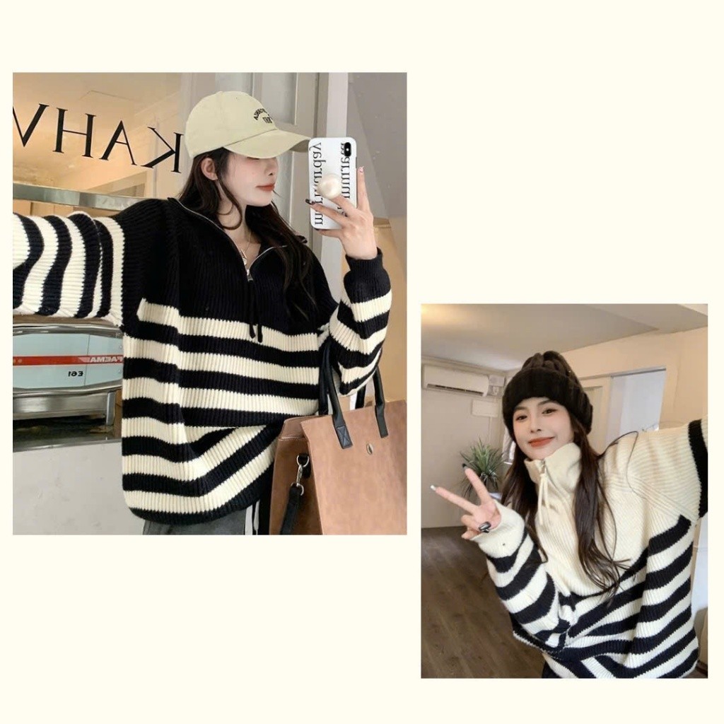 Áo len nữ thu đông cổ cao phối khóa kéo chất liệu dày dặn thời trang hottrend (CÓ BIG SIZE) XIMIMI SP241