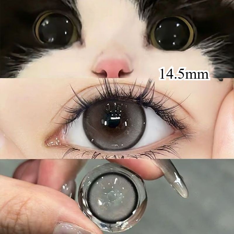 1 cặp Kính áp tròng cho người cận thị nửa năm 14.0mm14.2mm 14.5mm kính áp tròng mềm đôi mắt đầy màu sắc Thoải mái cho mắt Hộp 1102