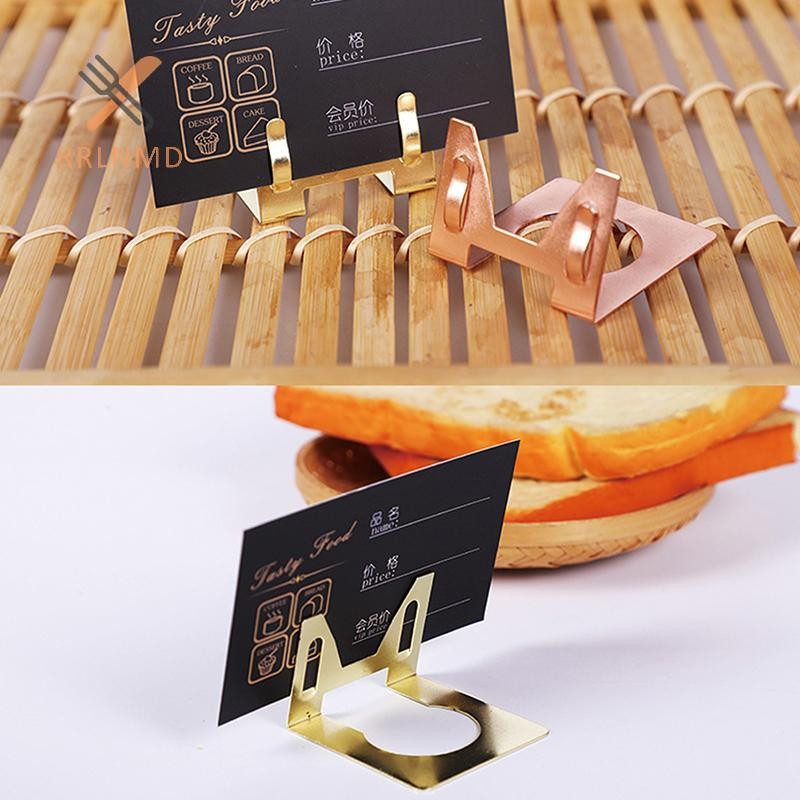 Rrlnmd Bánh Kim Loại Kẹp Kệ Cạnh Ký Giá Đỡ Nhãn Thực Phẩm Hiển Thị Đứng Lên Giá Thẻ Kẹp Trên MỚI